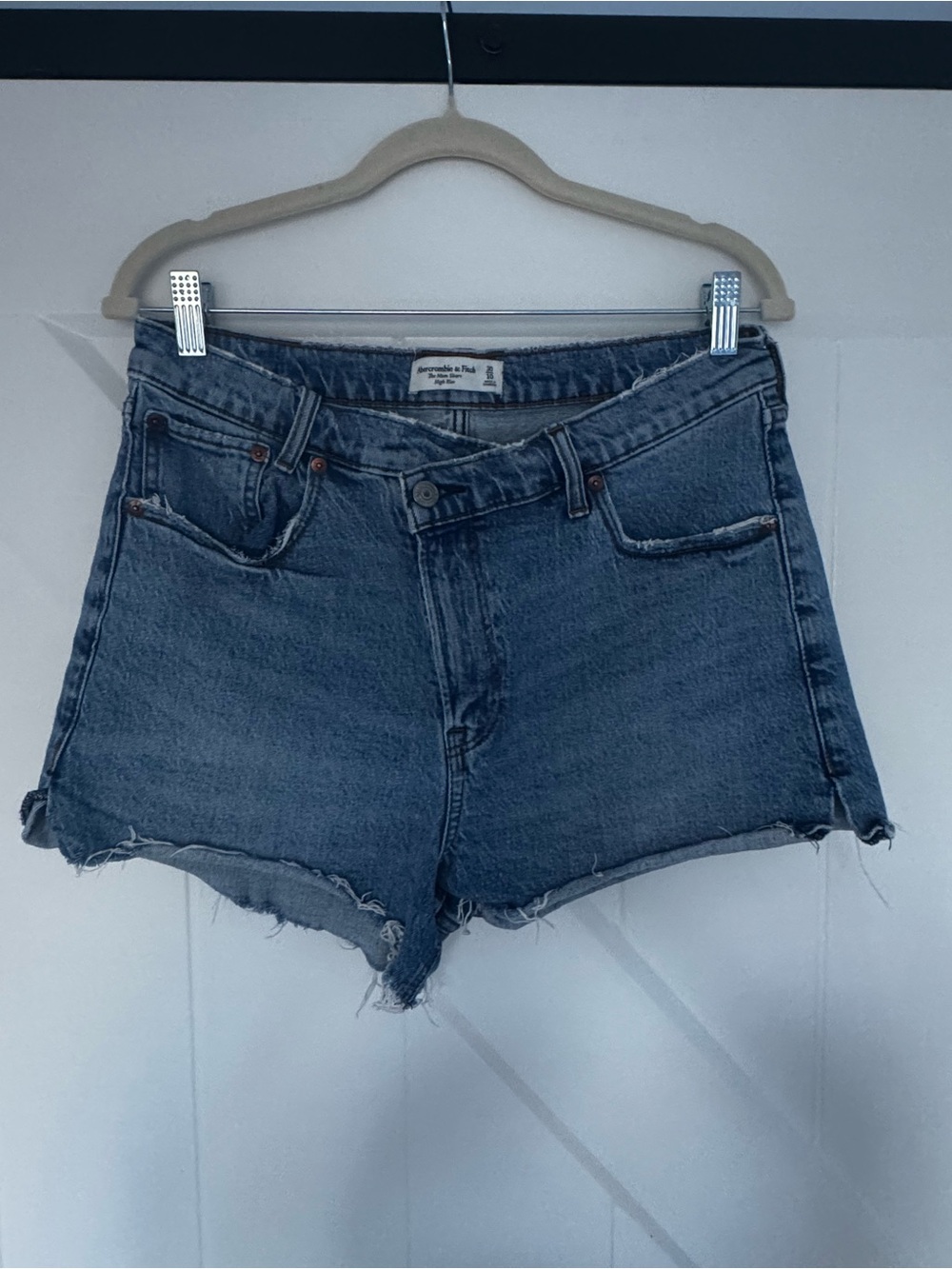 Abercrombie & Fitch Distressed Dark Blue Denim Cutoff Shorts